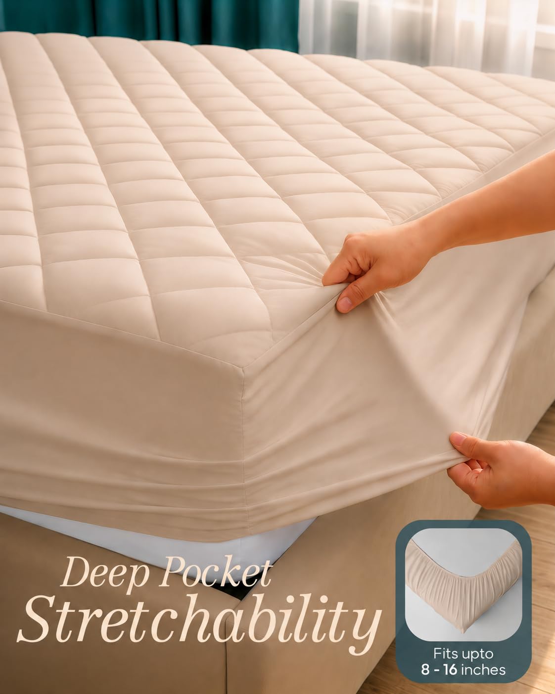 Twin Mattress Pad, Quilted Mattress Protector Topper fits 16" Deep Pocket