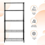 Amazon Basics 5-Shelf Tower Adjustable Storage Shelving Unit, Chrome, 16" x 16" x 54", 150 lbs Per Shelf