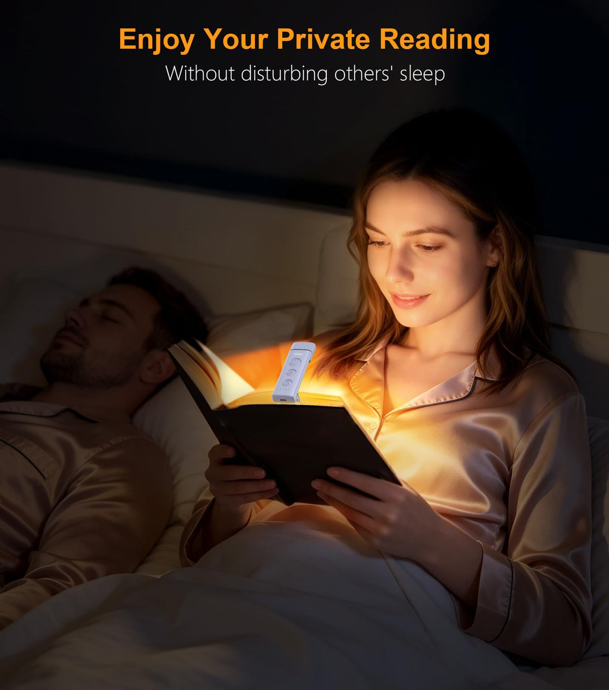 Gritin Book Light Rechargeable, Clip on LED Reading Light for Books in Bed