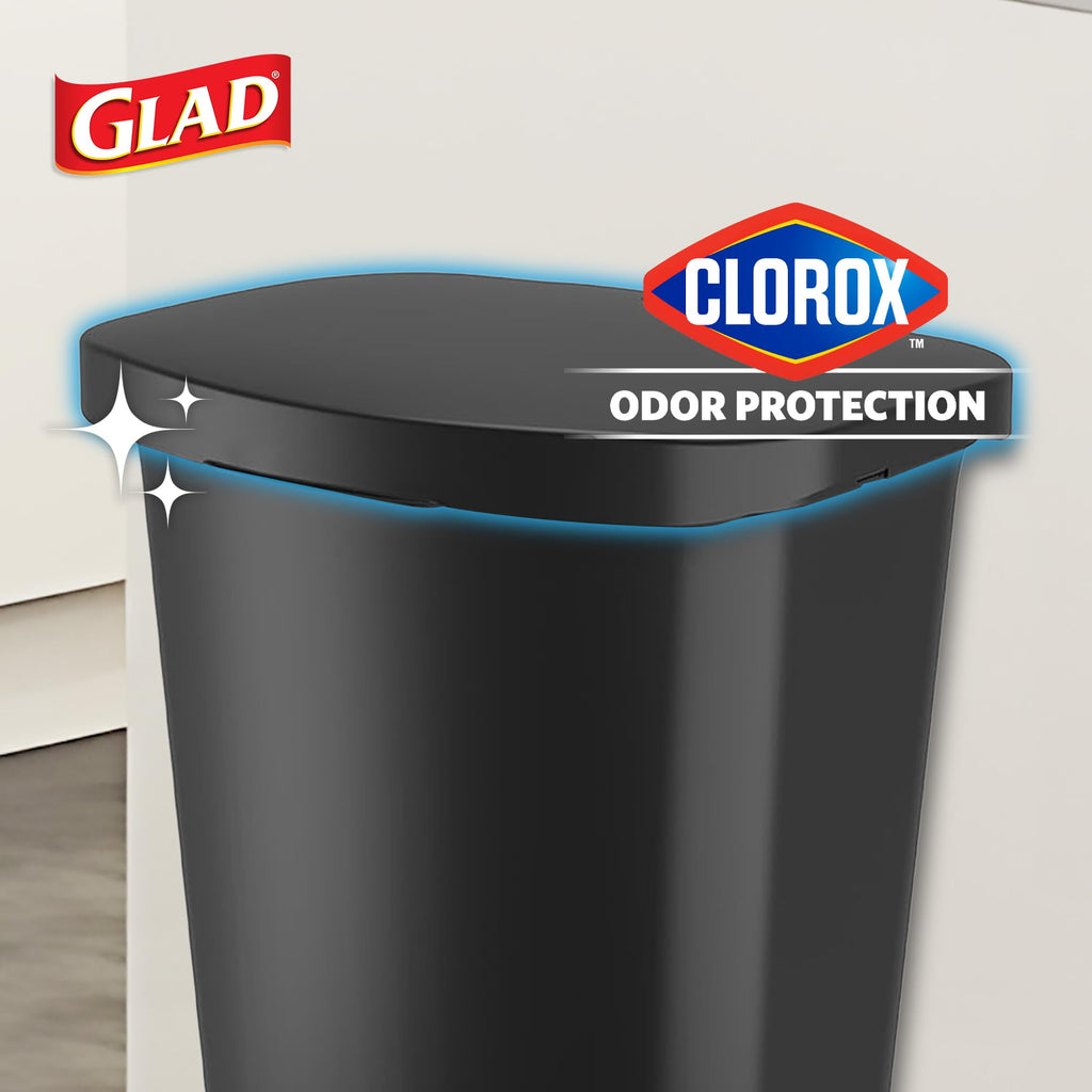 Glad Trash Can with Clorox Odor Protection | Plastic Bin, 13 Gal, Black