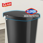 Glad Trash Can with Clorox Odor Protection | Plastic Bin, 13 Gal, Black