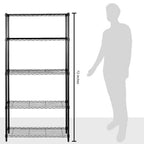 Amazon Basics 5-Shelf Tower Adjustable Storage Shelving Unit, Chrome, 16" x 16" x 54", 150 lbs Per Shelf