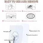 DDMY Adhesive Wall Hooks Clear 50lb(Max) Heavy Duty Hanging Sticky-10 Pack