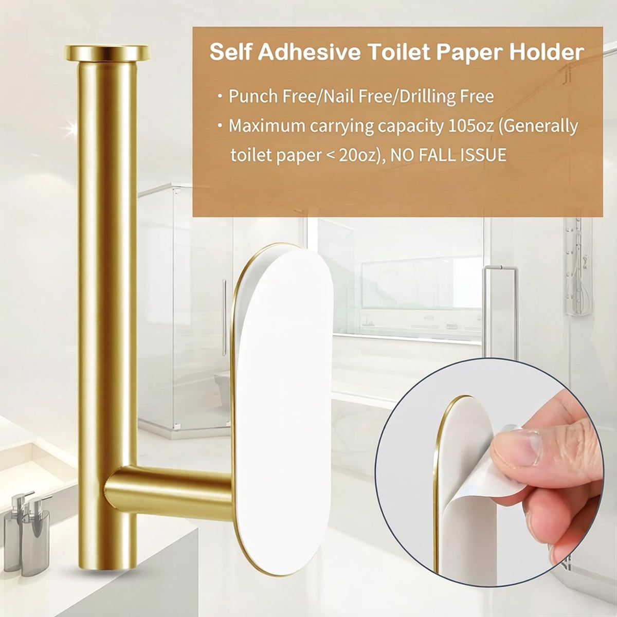 JOPOFI Toilet Paper Holder - Adhesive Toilet Paper Holder - Matte Black