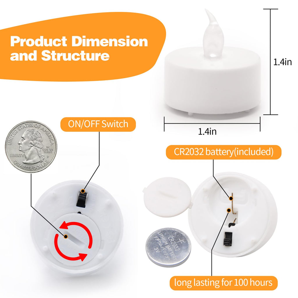 KOABY 12/24/50/100/200/400 Pack LED Tea Lights