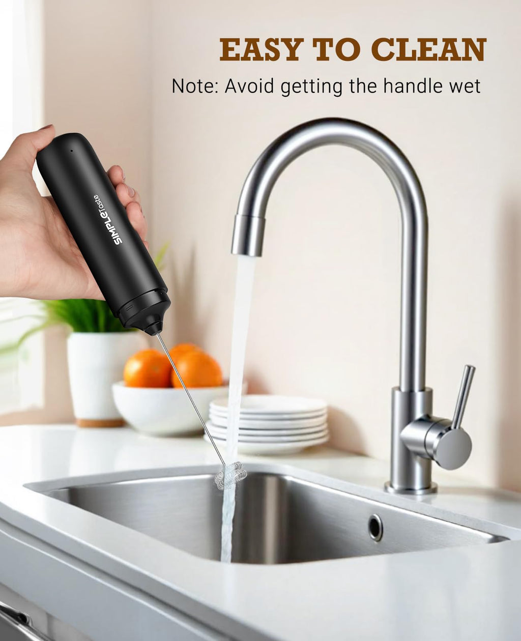 SIMPLETASTE Milk Frother Handheld Electric Foam Maker Battery Operated