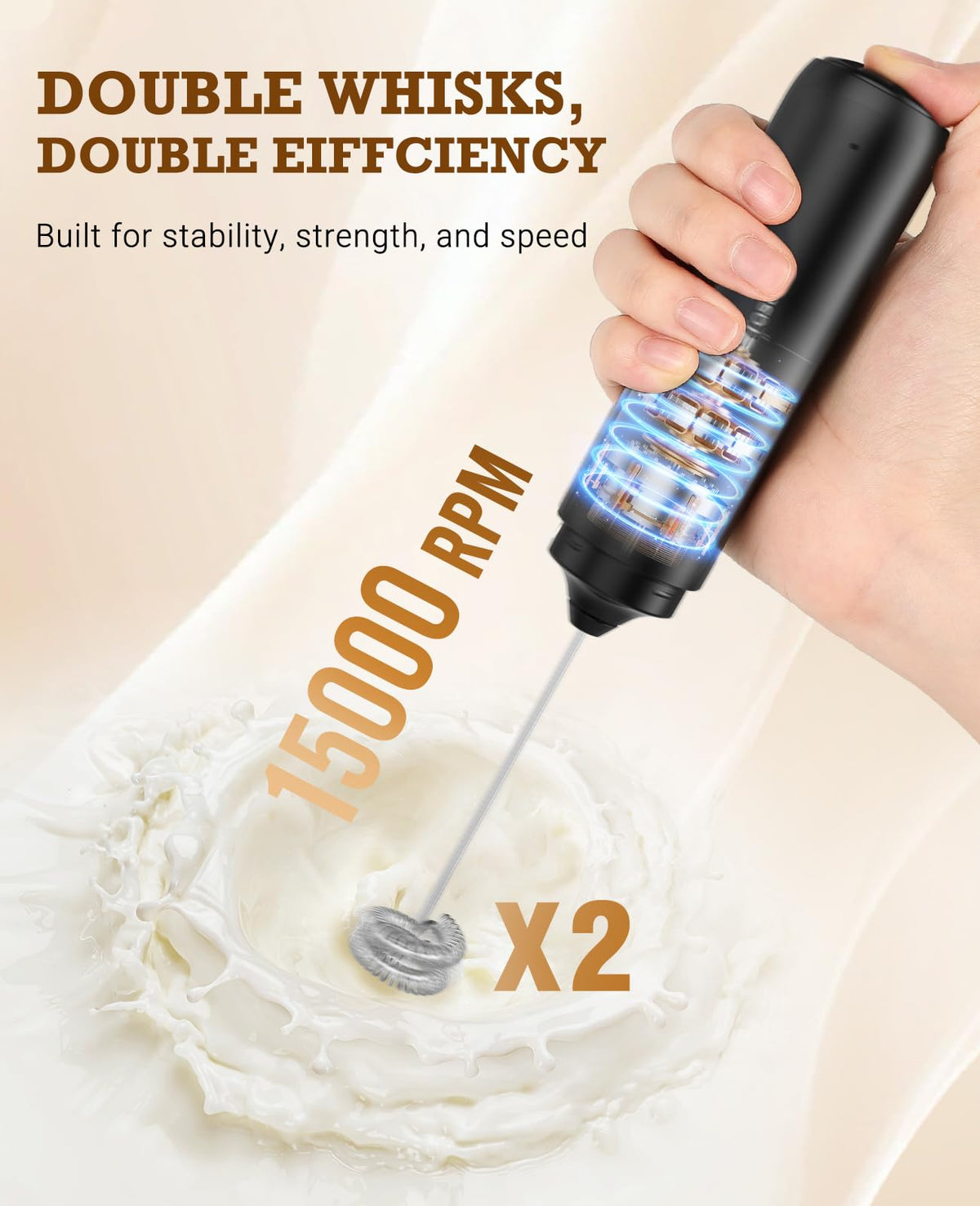 SIMPLETASTE Milk Frother Handheld Electric Foam Maker Battery Operated