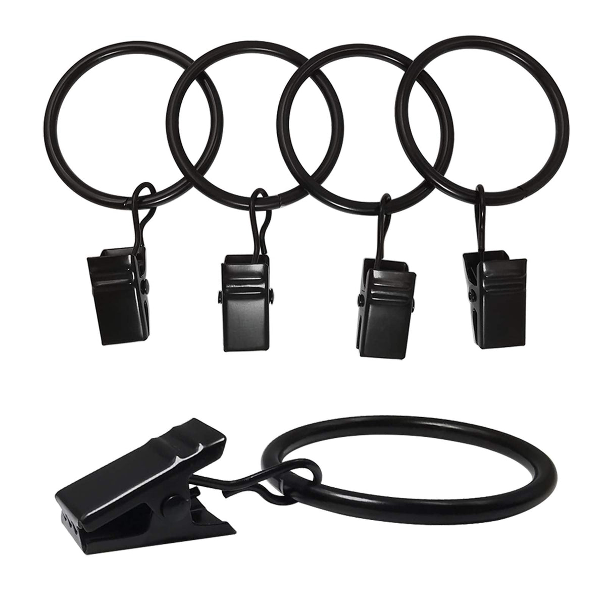 40 Pack Metal Curtain Rings with Clips, 1.5 in ID, Gold