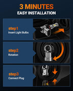 SEALIGHT 9005 H11 LED Bulbs Combo, 100000LM 10X Super Bright 6500K White, HB3 H8/H9/H16 Fog, 1:1 Real Size Plug-N-Play Pack of 4