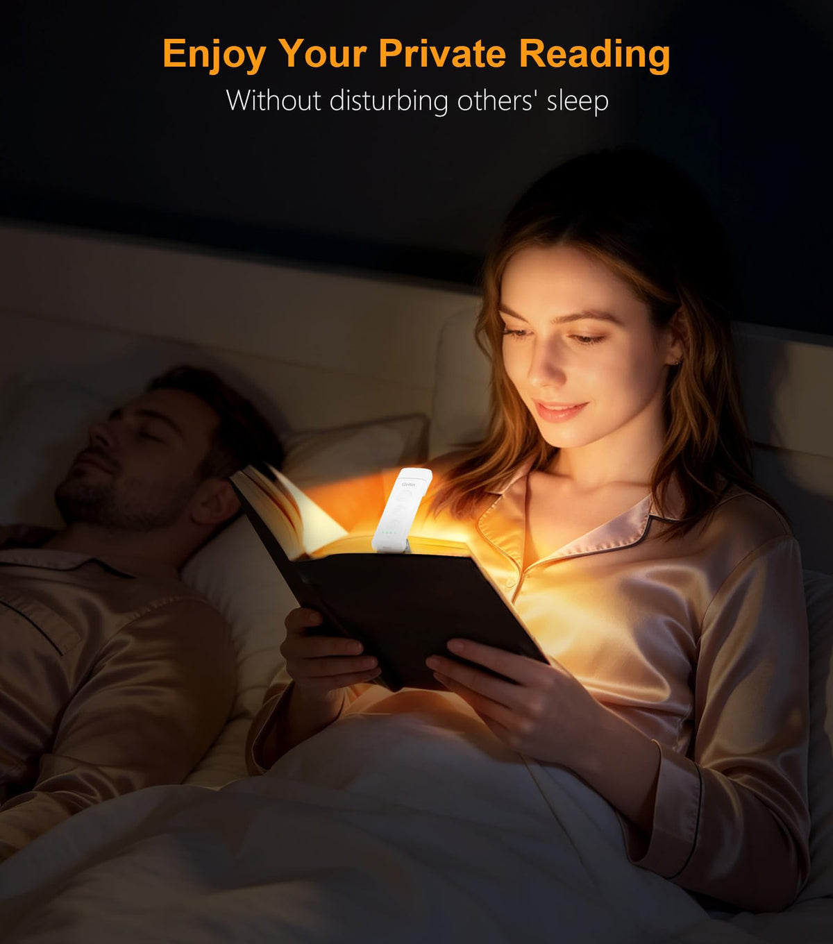 Gritin Book Light Rechargeable, Clip on LED Reading Light for Books in Bed