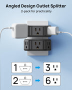 TROND Multi Plug Outlet Extender 2 Pack, Outlet Splitter for Bathroom