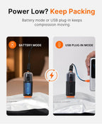 Vacbird 20-Pack Travel Vacuum Storage Bags, Compression Bags for Suitcase & Carry-On, Dual Power Cordless Rechargeable Pump (Battery & USB), Space Saver Bags for Clothes