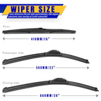 3 Wipers Fits Subaru Forester 2012-2018 Outback 2015-2019 Wiper Blades