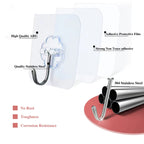 DDMY Adhesive Wall Hooks Clear 50lb(Max) Heavy Duty Hanging Sticky-10 Pack