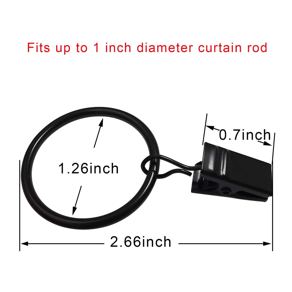 40 Pack Metal Curtain Rings with Clips, 1.5 in ID, Gold