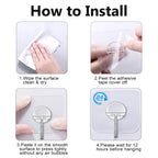 Adhesive Wall Hooks No Drill Clear Heavy Duty, 13LB Sticky 12 Pack