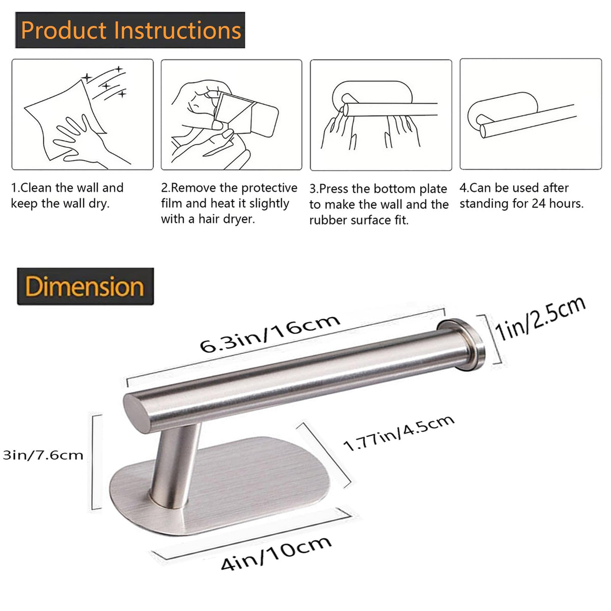 JOPOFI Toilet Paper Holder - Adhesive Toilet Paper Holder - Matte Black