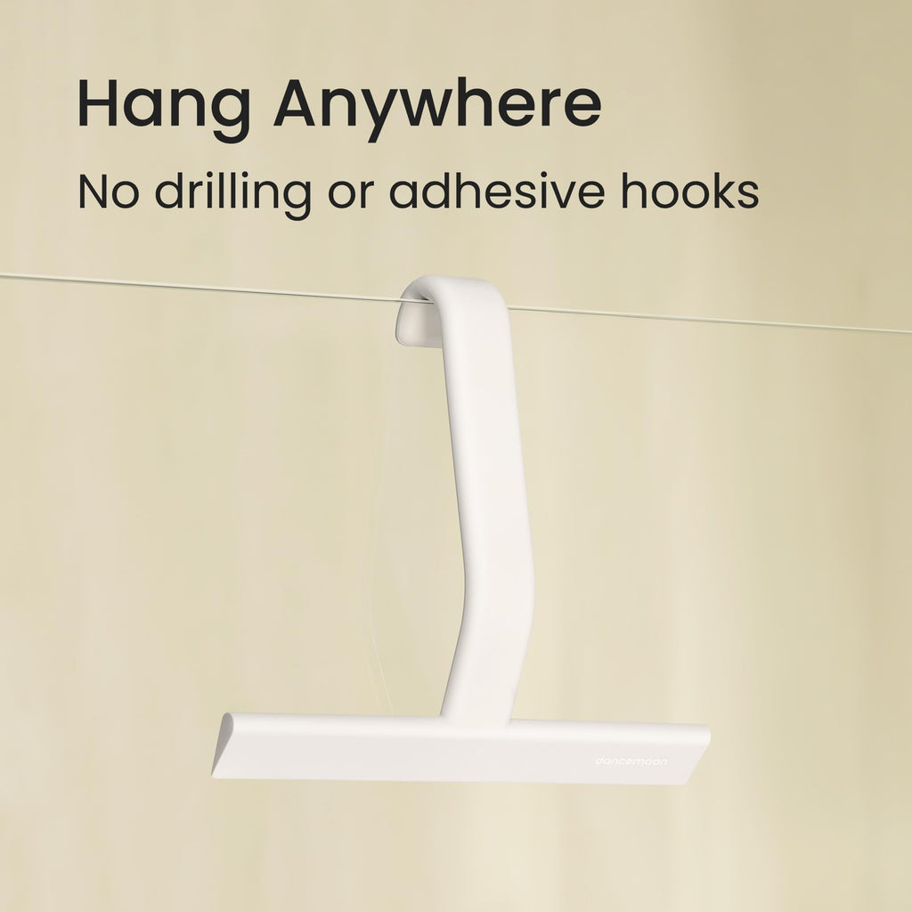 dancemoon JustHang Shower Squeegee with Built-in Hook, 10-Inch Black