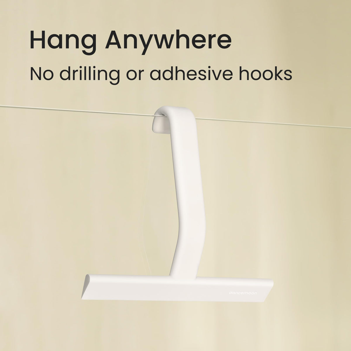dancemoon JustHang Shower Squeegee with Built-in Hook, 10-Inch Black