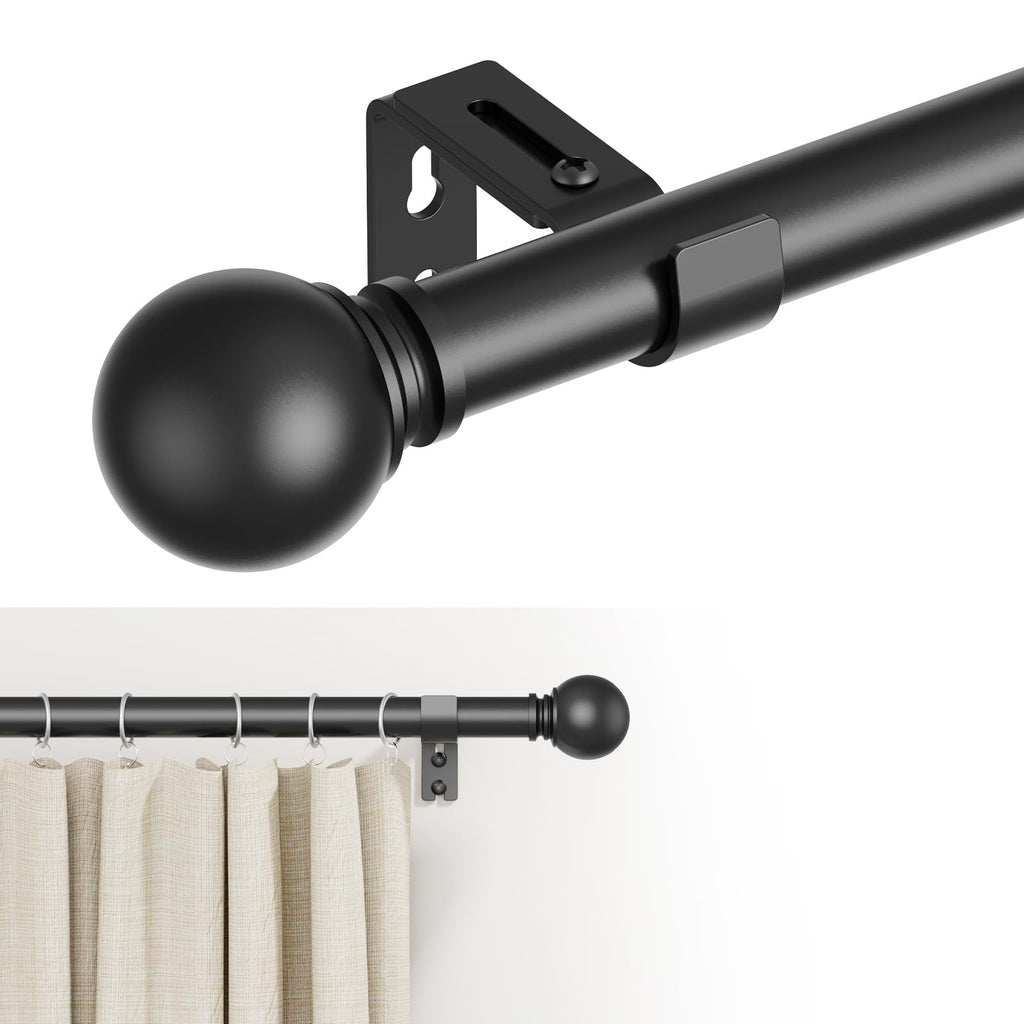 GXOACKJ Curtain Rods for windows 28-78 inch, 5/8 inch Decorative Dark Walnut Wood Splicing Heavy Duty Metal Curtain Rod set with Brackets