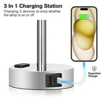 Fenmzee Bedside Table Lamp for Bedroom - Dimmable Touch, USB A+C, AC Outlet