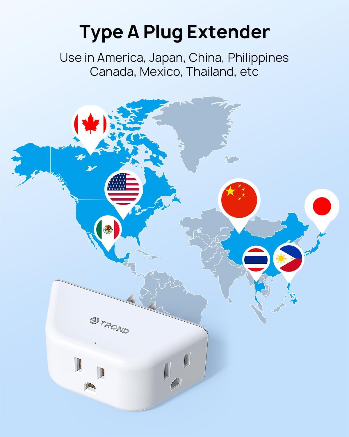 TROND Multi Plug Outlet Extender 2 Pack, Outlet Splitter for Bathroom