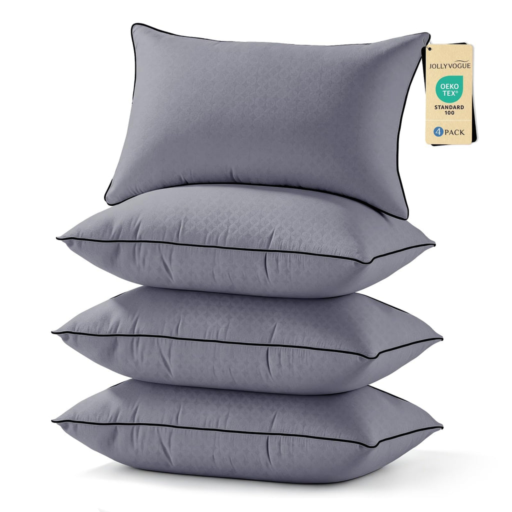 JOLLYVOGUE Firm King Size Pillows Set of 4, Cooling Supportive Bed Pillows with Oeko-Tex Certified Soft Down Alternative Fill, Luxury Hotel Quality for Back, Stomach and Side Sleepers