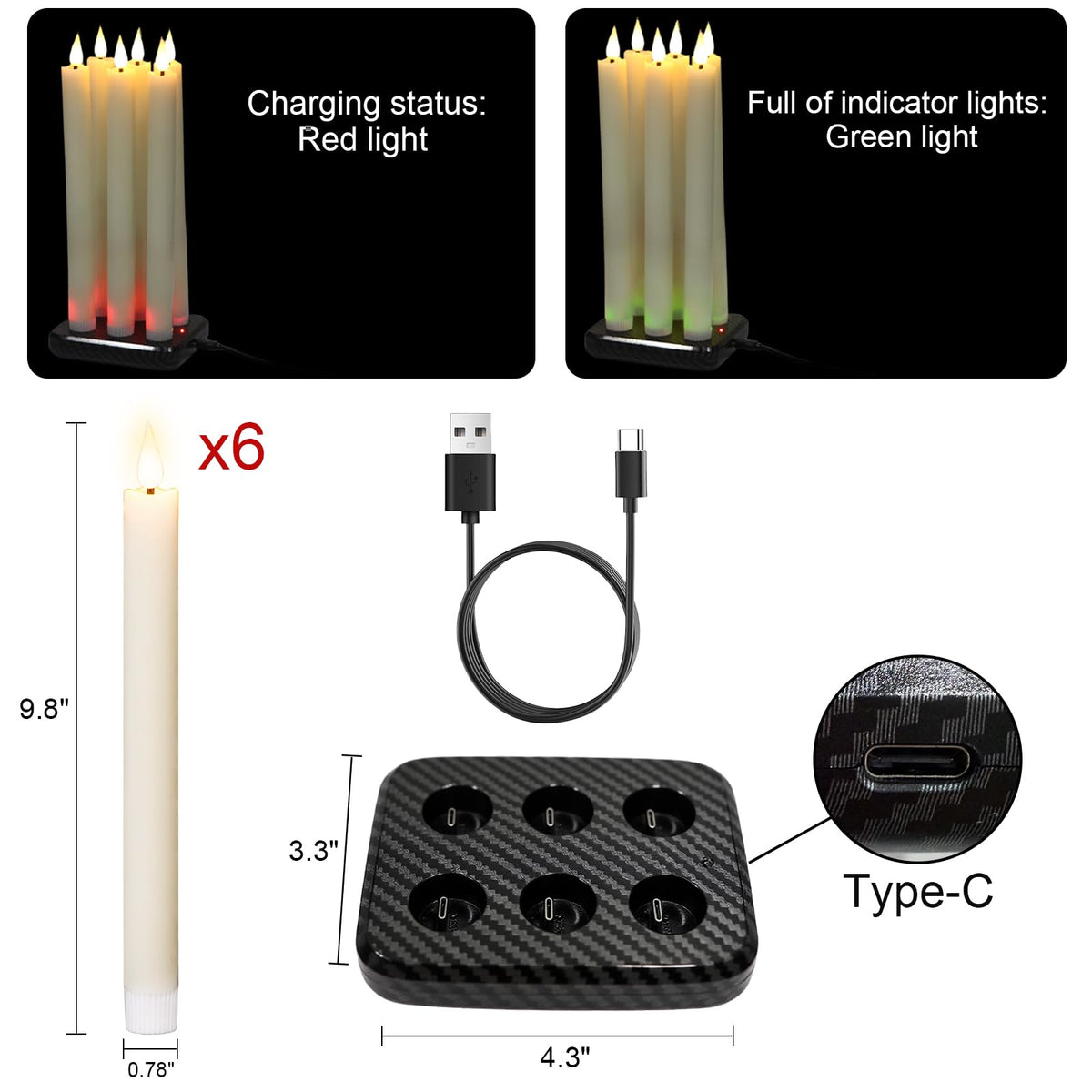 GenSwin 10.8" Flameless Floating Candles Wand Halloween Decorations