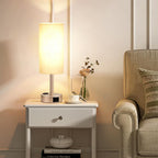 Fenmzee Bedside Table Lamp for Bedroom - Dimmable Touch, USB A+C, AC Outlet