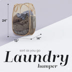 Handy Laundry Collapsible Mesh Pop-Up Hamper with Side Pocket