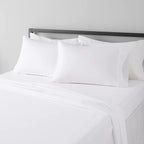 Amazon Basics Lightweight Super Soft Breathable Wrinkle-Resistant Microfiber 4-Piece Bed Sheet Set with 14-Inch Deep Pockets, Queen, Bright White, Solid