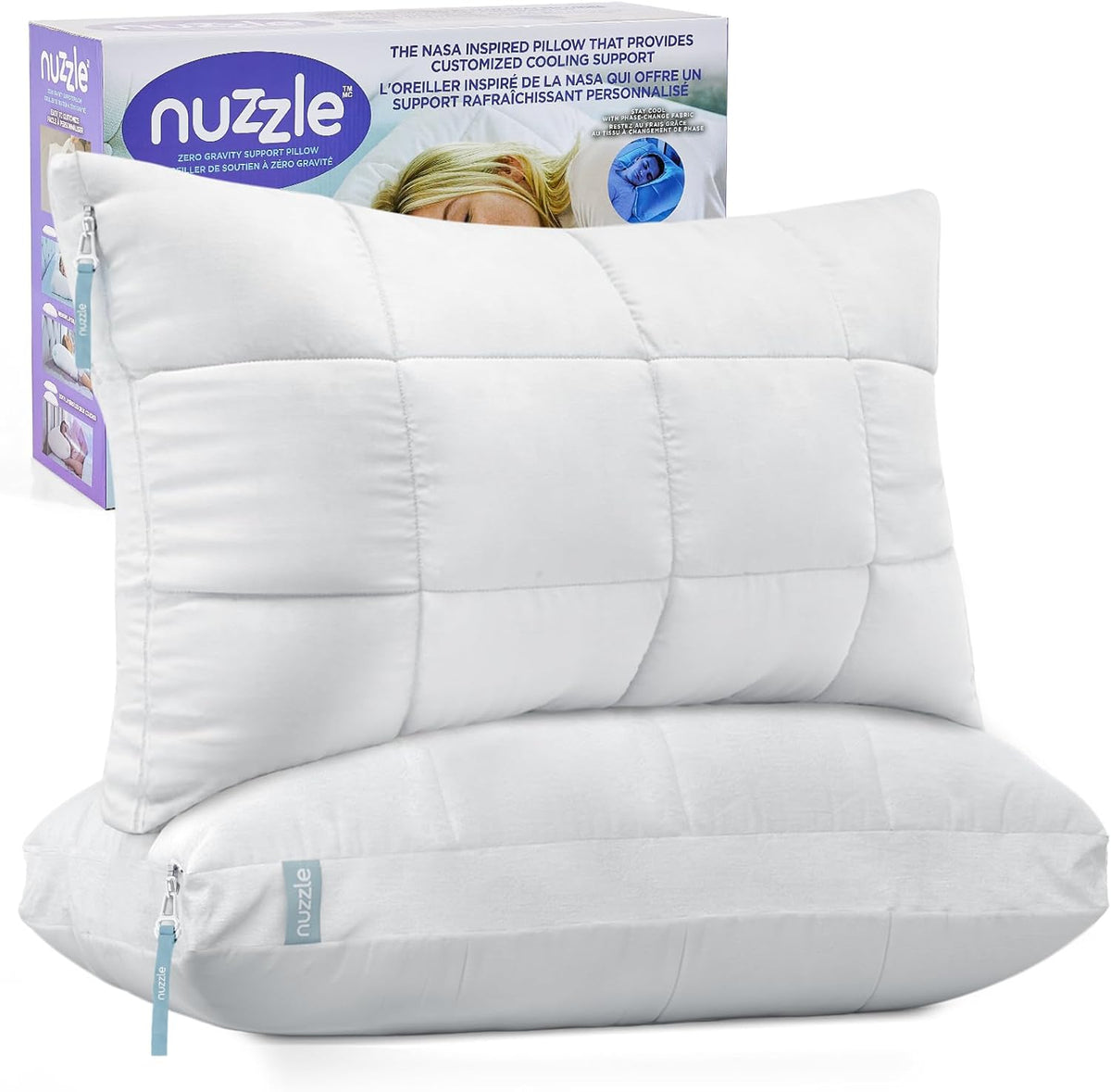 Nuzzle Neck Pillow Adjustable Standard Size Set of 2,Soft Luxury Hotel Feel