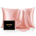 INFIIXSO Mulberry Silk Pillow Cases Standard Size with Zipper, Champagne