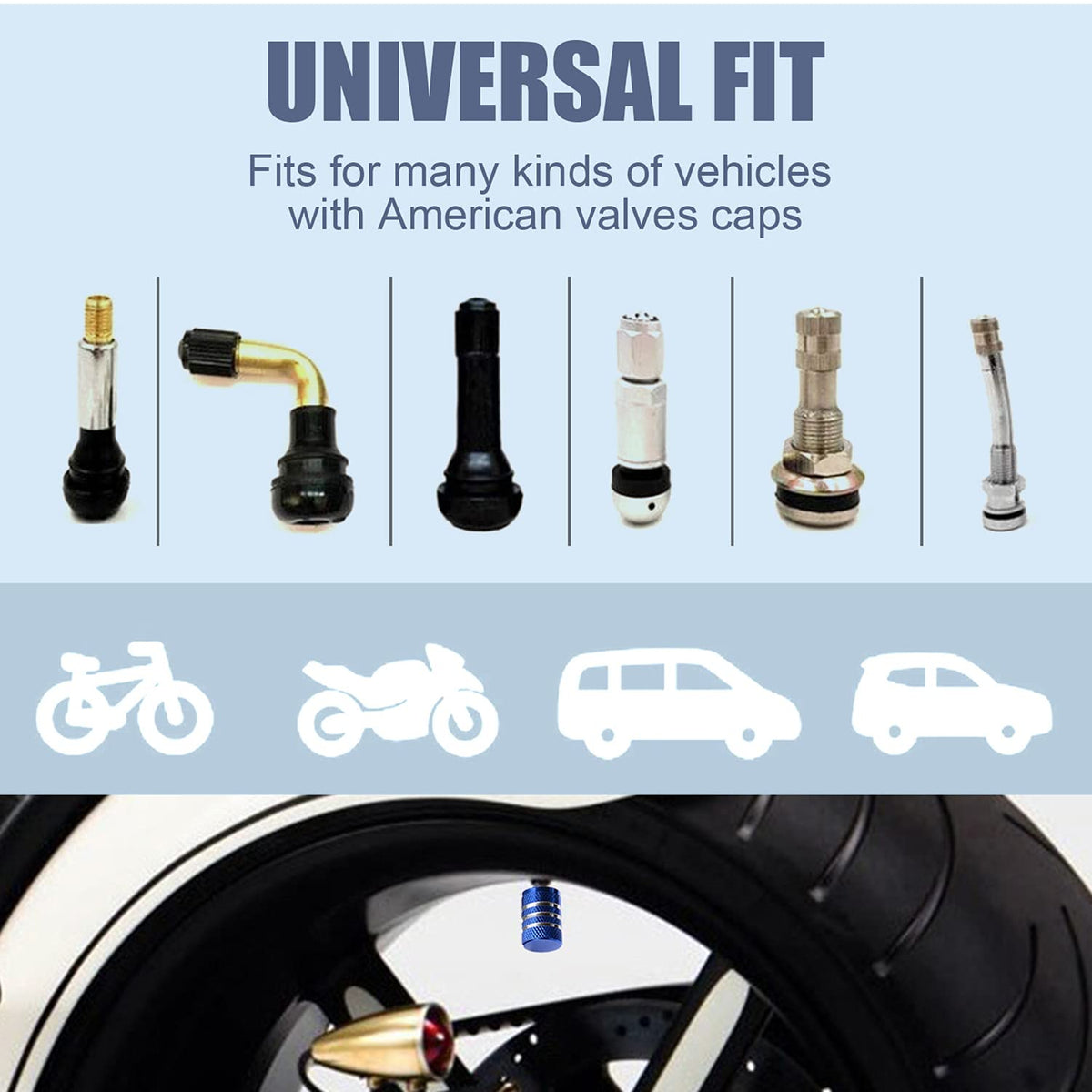 DECURCAR Tire Valve Stem Caps 5 Pack American Flag - Purple