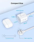 TROND Rightward Flat Plug Extension Cord 6ft for Small Tight Spaces, White
