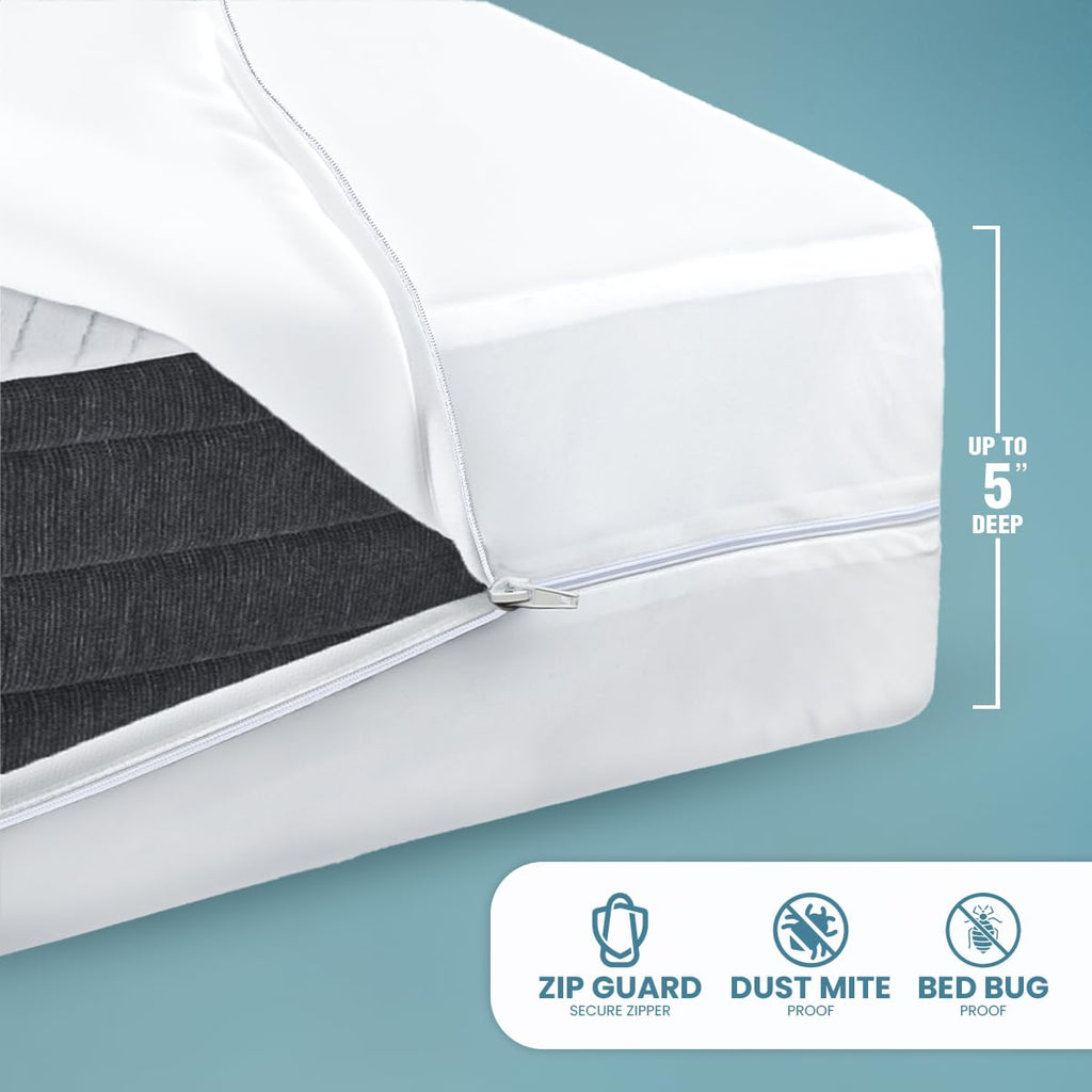 Utopia Bedding Twin Size Mattress Protector Zippered, 100% Waterproof