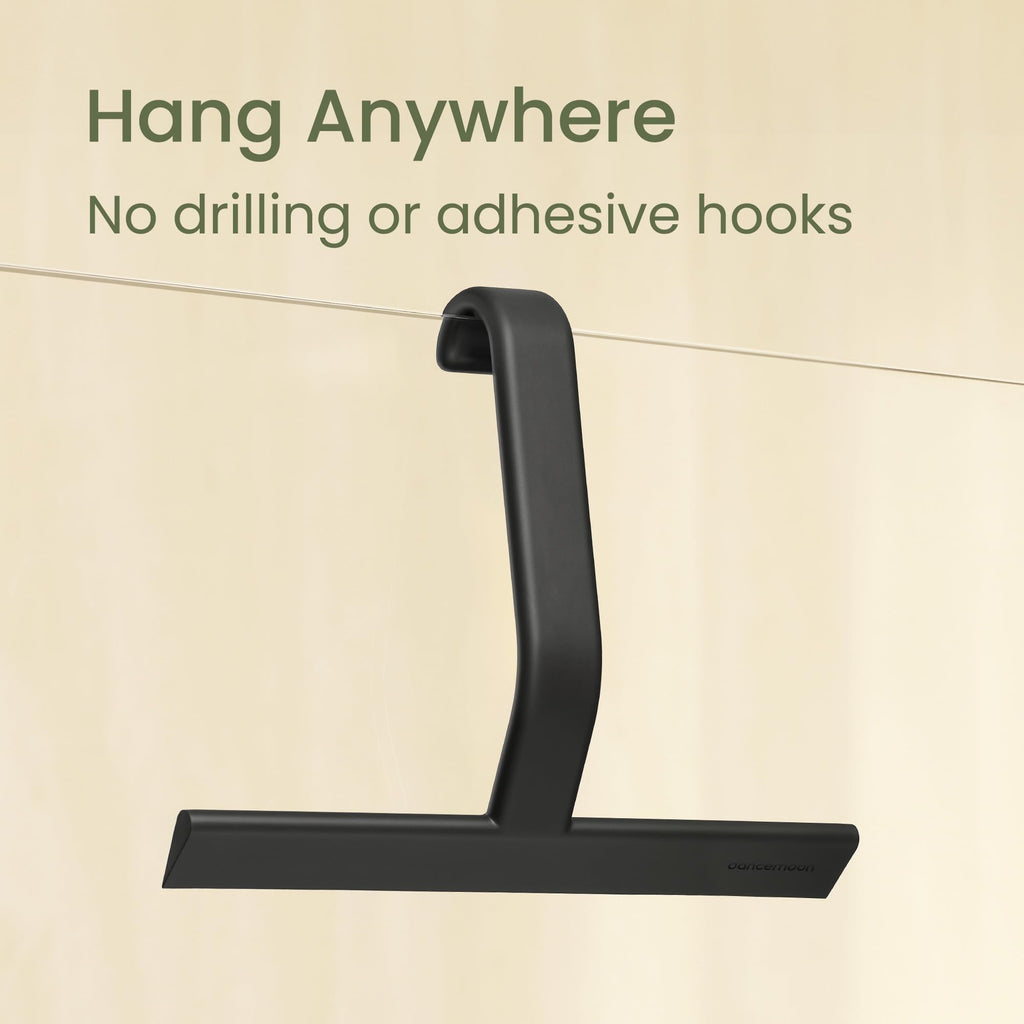 dancemoon JustHang Shower Squeegee with Built-in Hook, 10-Inch Black