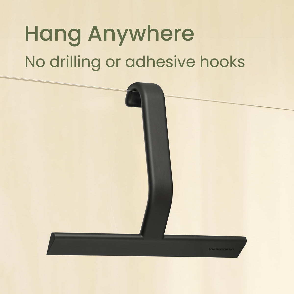 dancemoon JustHang Shower Squeegee with Built-in Hook, 10-Inch Black