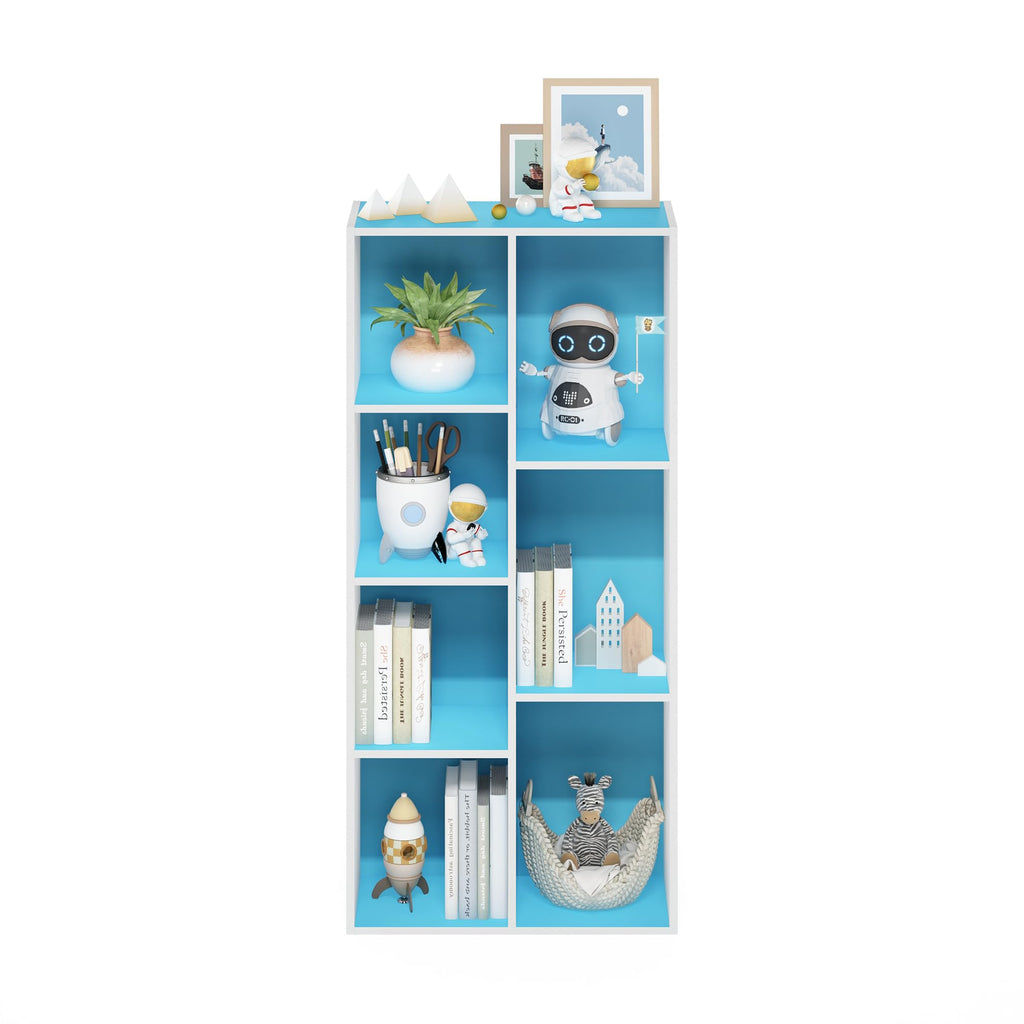 Furinno LUDER Book Shelf, 5-Tier Bookshelf, Bookcase with Open Shelves, 9.4 x 15.8 x 52, Easy Assembly, for Living Room, Bedroom, Home Office, White