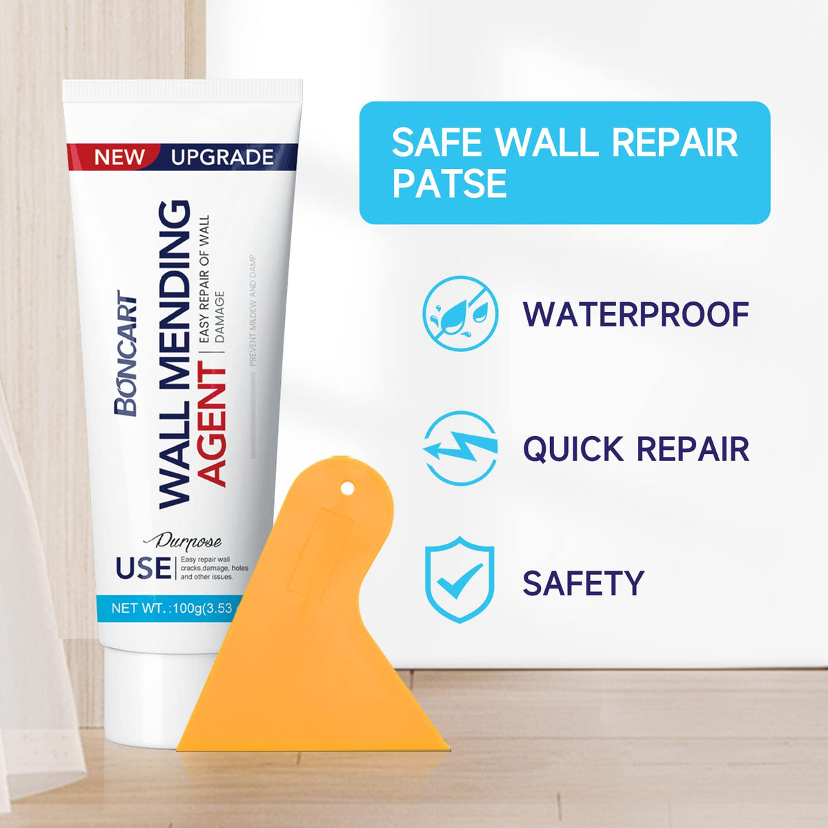 BONCART Spackle wall Repair Kit, 3-Pack Mending Agent Putty with Tools