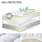 EASELAND King Size Mattress Pad Cotton Pillow Top Mattress Topper White