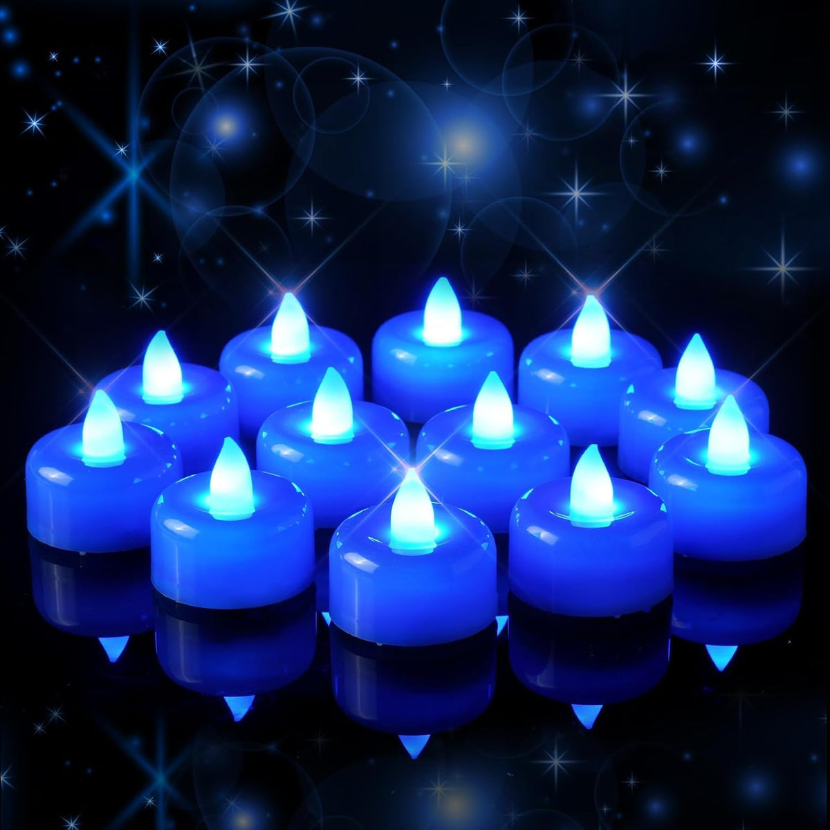 Amagic 12Pack Blue Flameless LED Tea Lights Candles Battery Operated