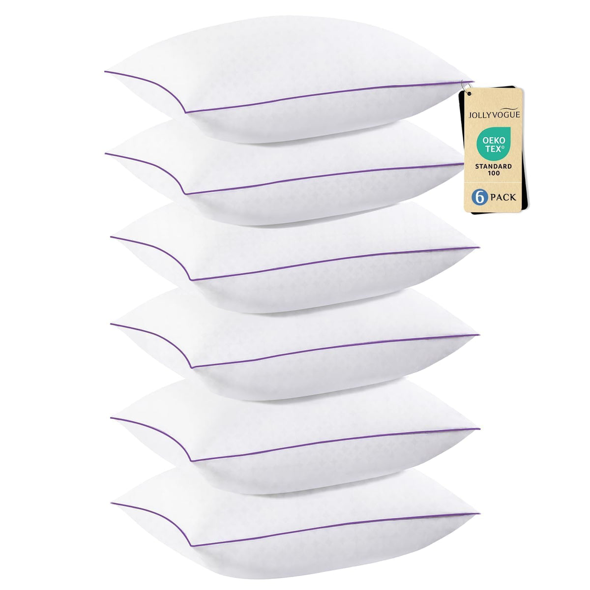 JOLLYVOGUE Firm King Size Pillows Set of 4, Cooling Supportive Bed Pillows with Oeko-Tex Certified Soft Down Alternative Fill, Luxury Hotel Quality for Back, Stomach and Side Sleepers