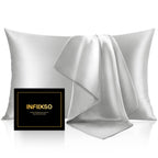 INFIIXSO Mulberry Silk Pillow Cases Standard Size with Zipper, Champagne
