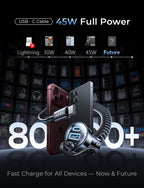 for iPhone 18/17 Pro Max Car Charger USB C Fast Charge with Coiled Cable