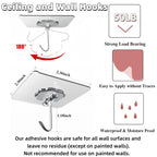 DDMY Adhesive Wall Hooks Clear 50lb(Max) Heavy Duty Hanging Sticky-10 Pack