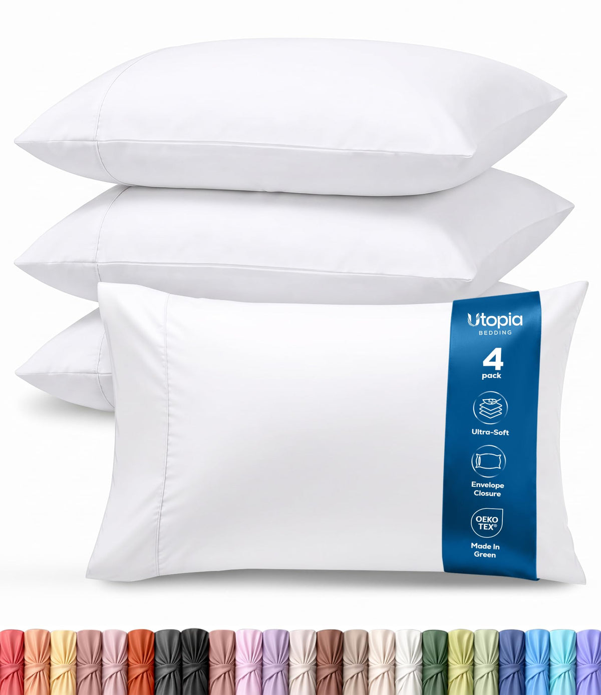 Pillow Covers Standard Set of 4, Soft and Comfy Pillow Cases, Purple