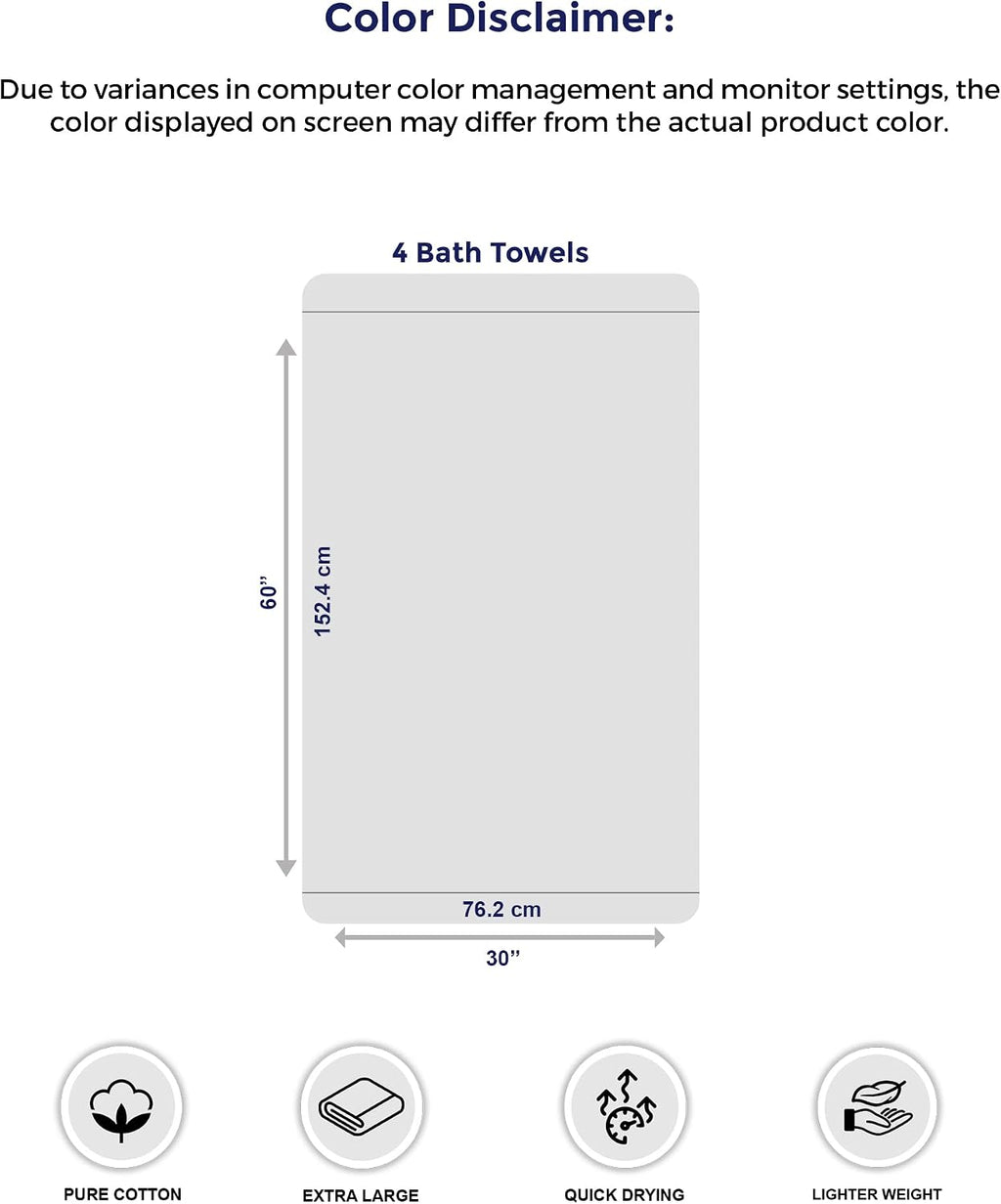 Tens Towels 4 Piece Extra Large Bath Towels 30 x 60 Inches, Dark Grey