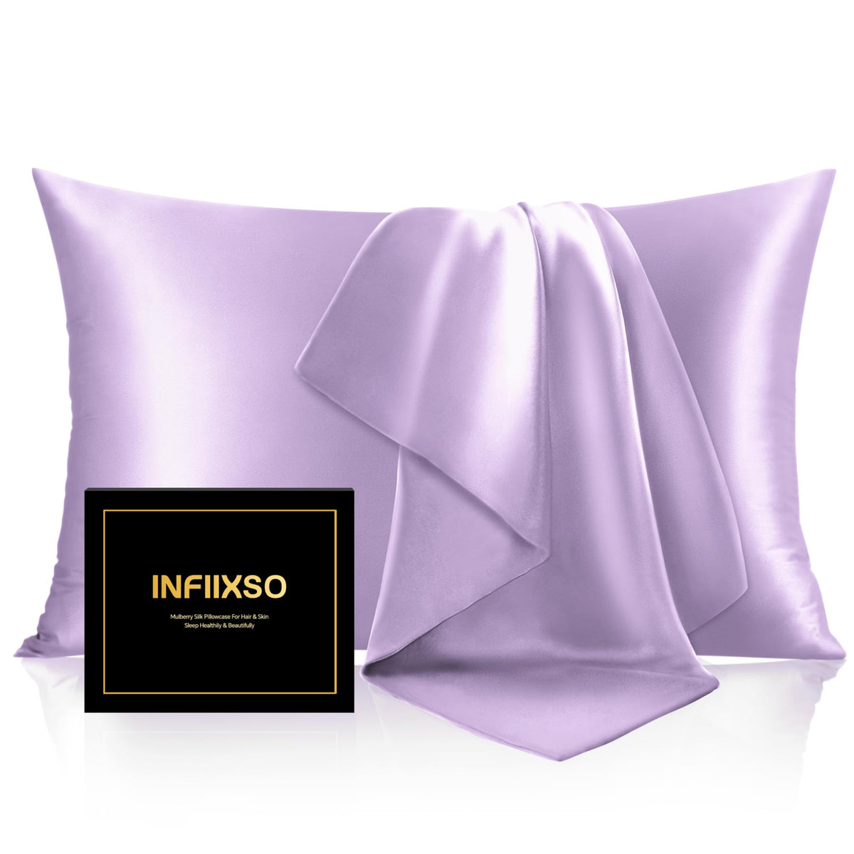 INFIIXSO Mulberry Silk Pillow Cases Standard Size with Zipper, Champagne