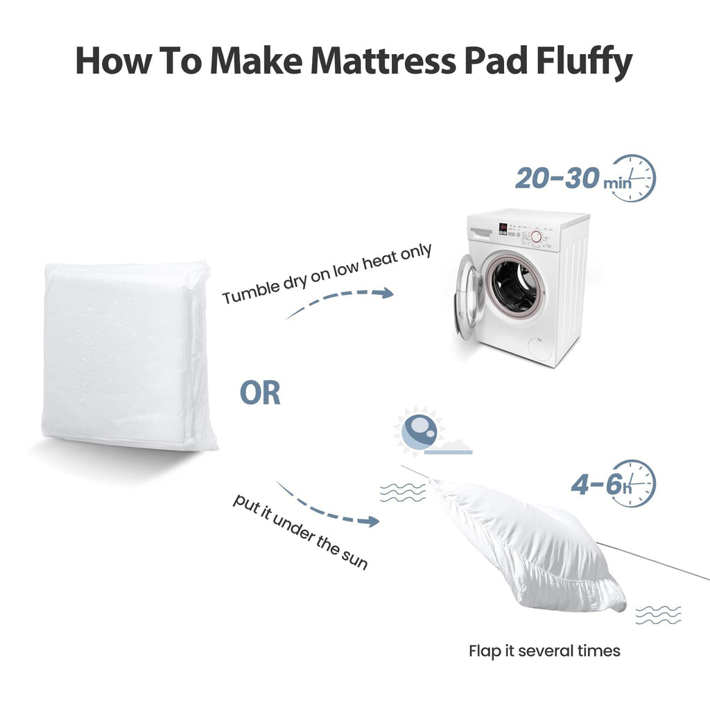 EASELAND King Size Mattress Pad Cotton Pillow Top Mattress Topper White